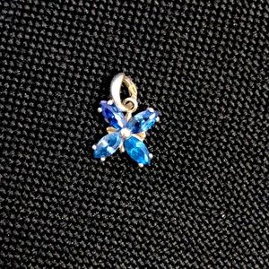 Blue flower clover pendant sterling silver 925 new